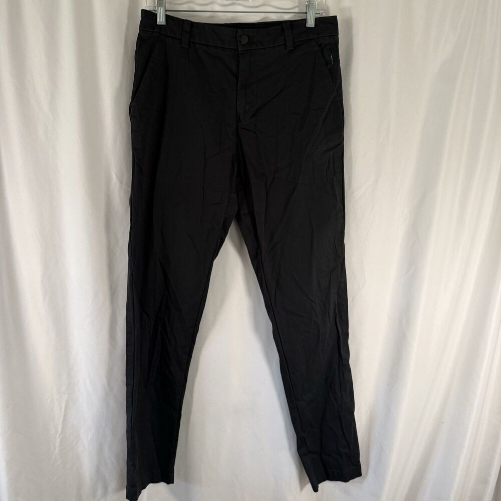 Lululemon ABC Pants Men's 30 30x32 Black Flat Front Slash Zip Pocket Belt Loops